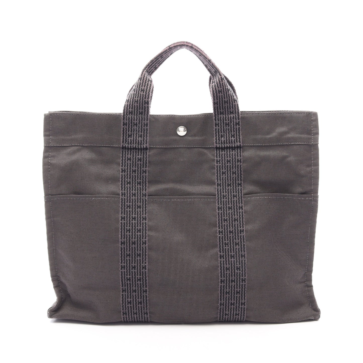 エールラインMM ハンドバッグ トートバッグ ナイロンキャンバス ダークグレー シルバー金具 エルメス バッグ HERMES