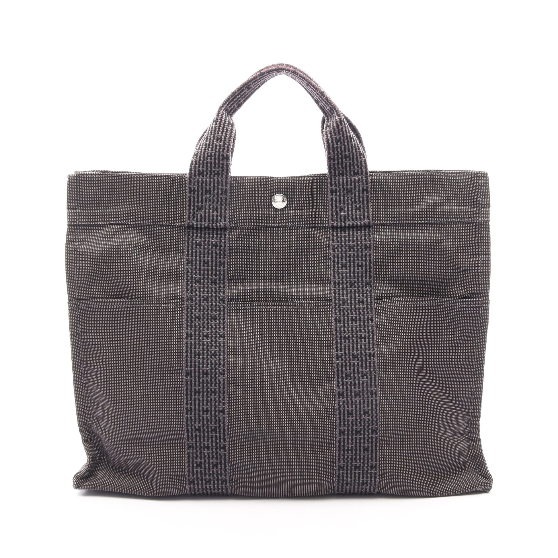 エールラインMM ハンドバッグ トートバッグ ナイロンキャンバス ダークグレー シルバー金具 エルメス バッグ HERMES