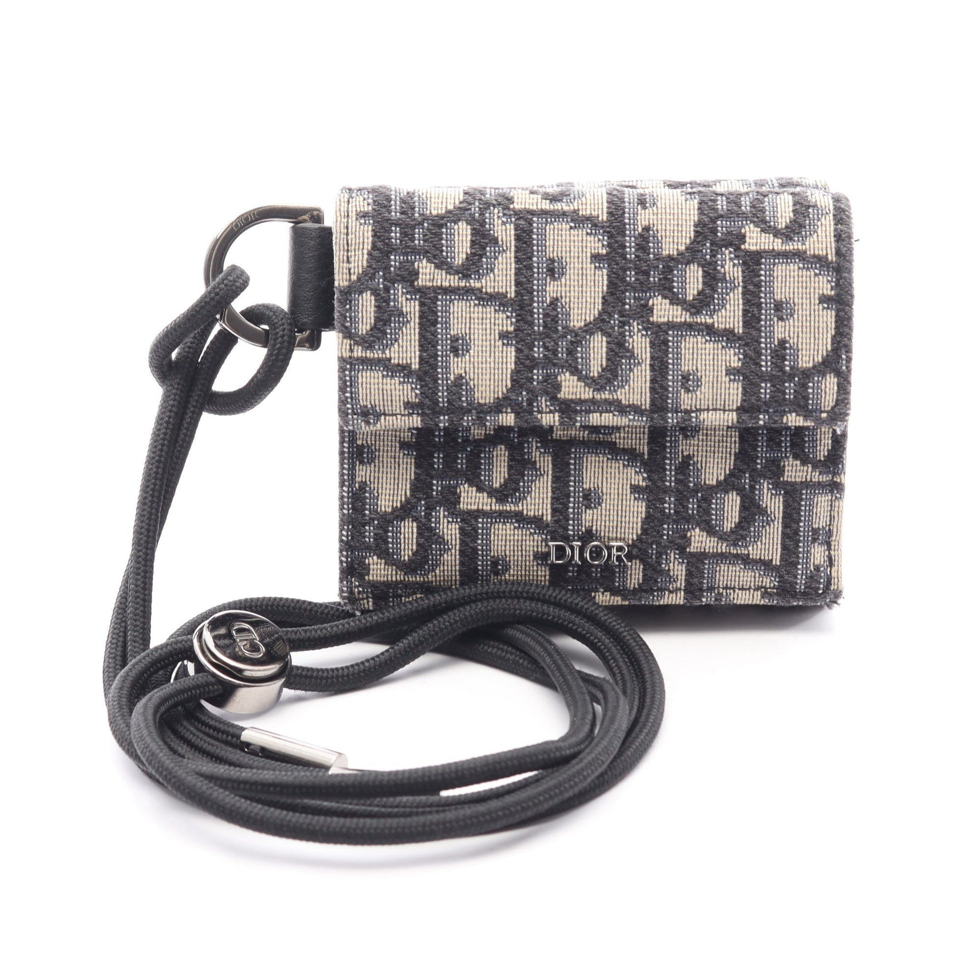 オブリーク ジャガード 三つ折り財布 キャンバス ベージュ ネイビー クリスチャンディオール 財布・小物 Christian Dior