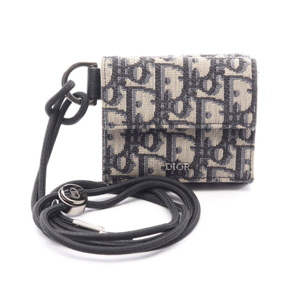 オブリーク ジャガード 三つ折り財布 キャンバス ベージュ ネイビー クリスチャンディオール 財布・小物 Christian Dior