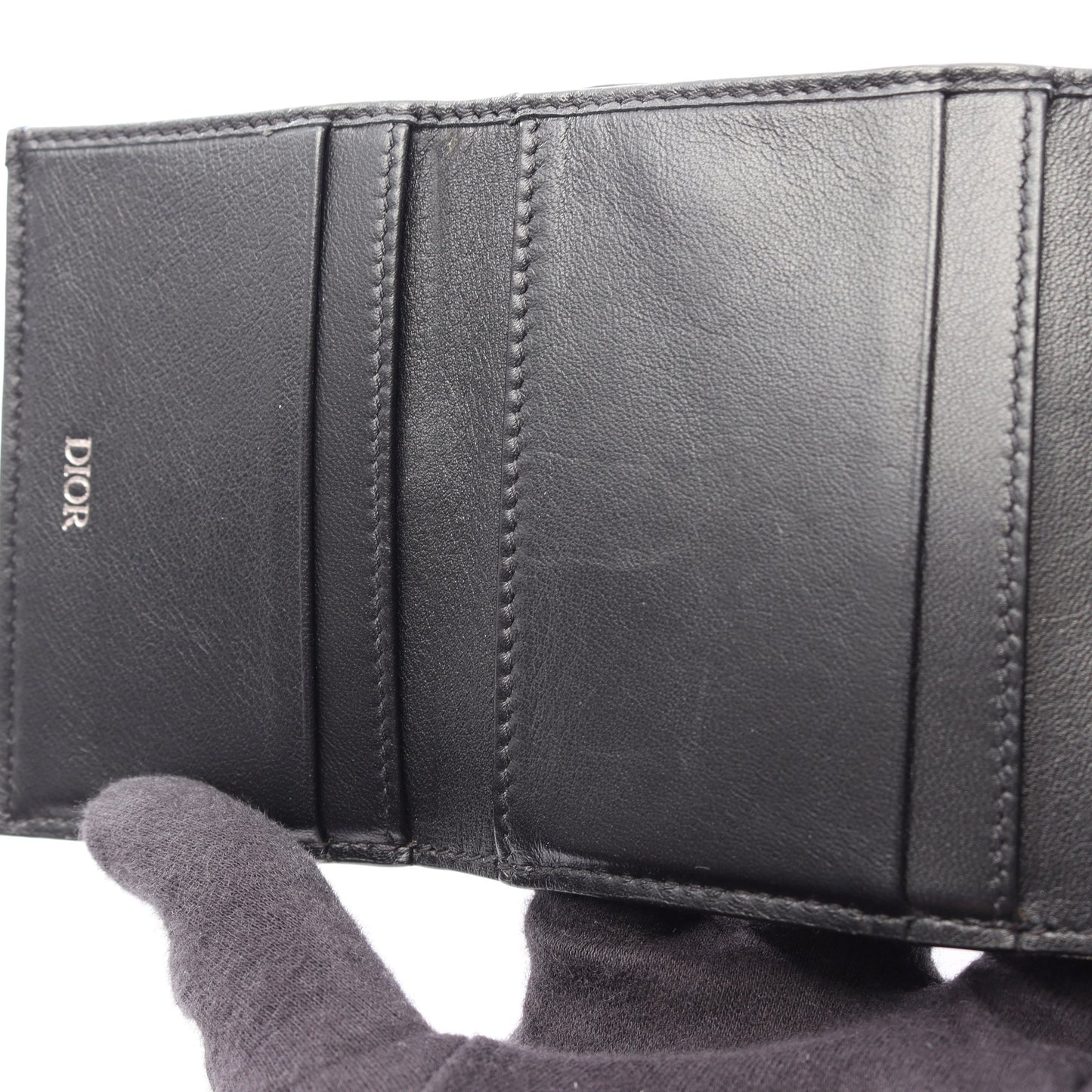 オブリーク ジャガード 三つ折り財布 キャンバス ベージュ ネイビー クリスチャンディオール 財布・小物 Christian Dior