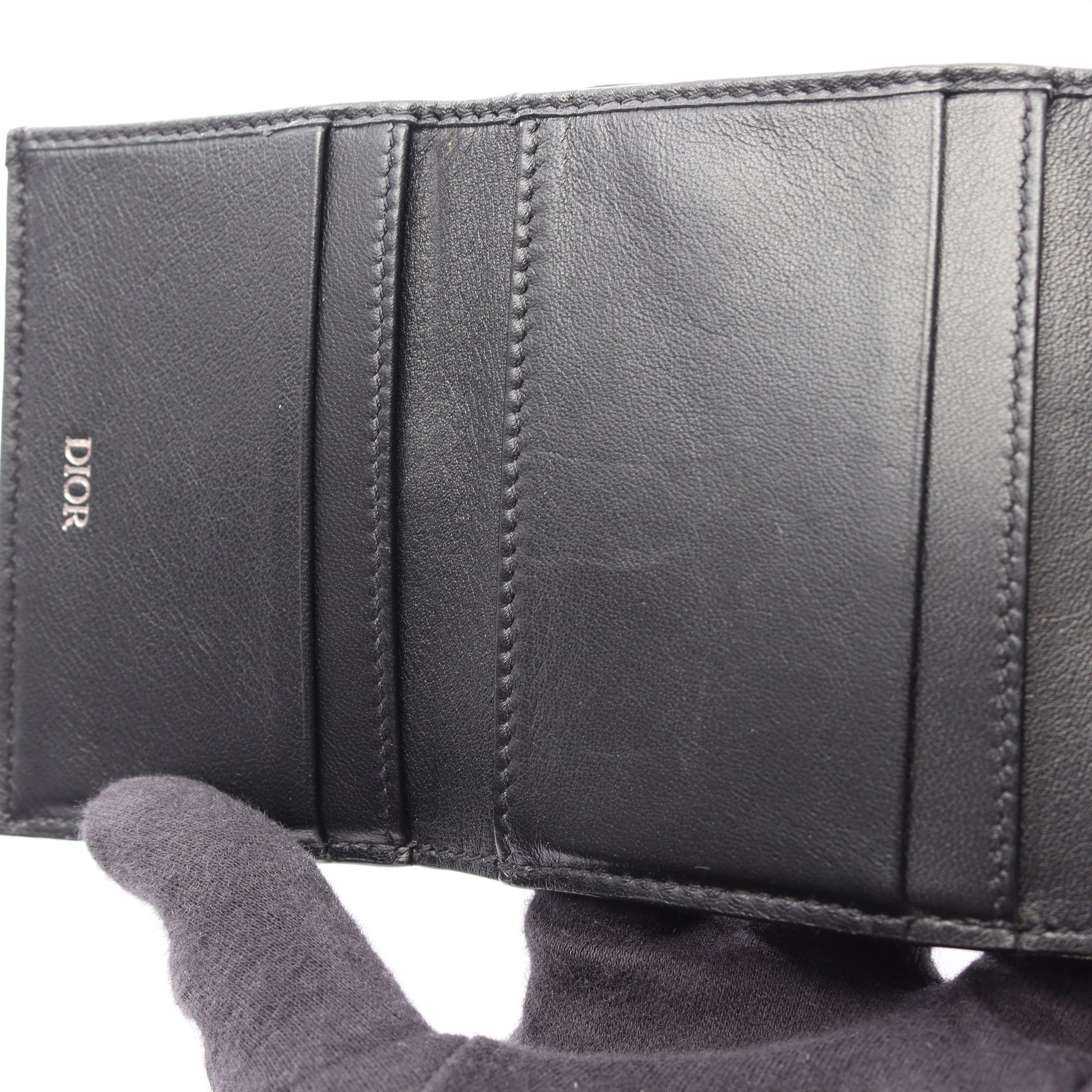 オブリーク ジャガード 三つ折り財布 キャンバス ベージュ ネイビー クリスチャンディオール 財布・小物 Christian Dior