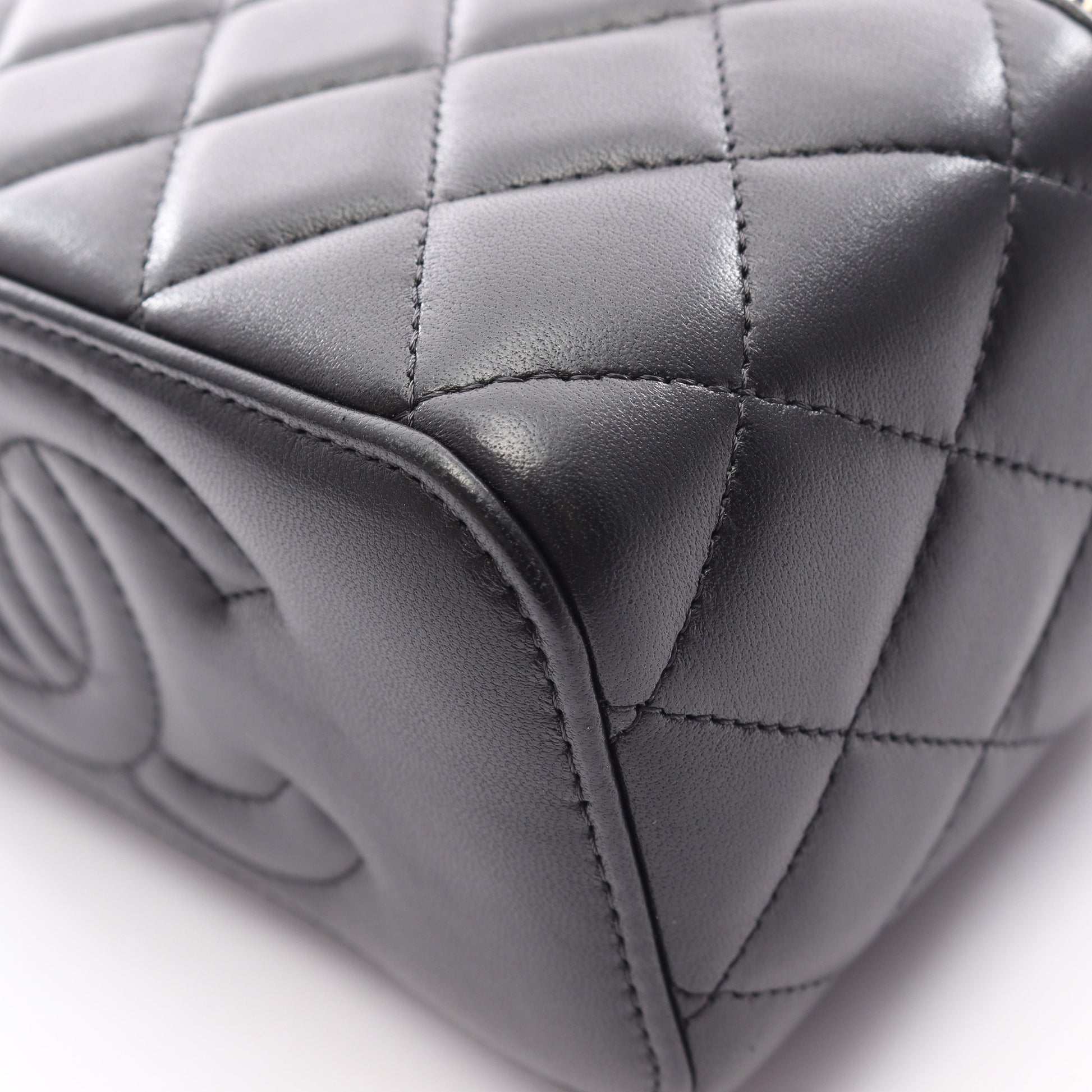 マトラッセ バニティバッグ 2WAY チェーンショルダーバッグ ラムスキン ブラック ゴールド金具 シャネル バッグ CHANEL