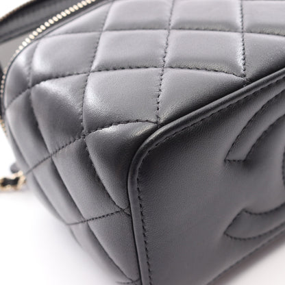 マトラッセ バニティバッグ 2WAY チェーンショルダーバッグ ラムスキン ブラック ゴールド金具 シャネル バッグ CHANEL