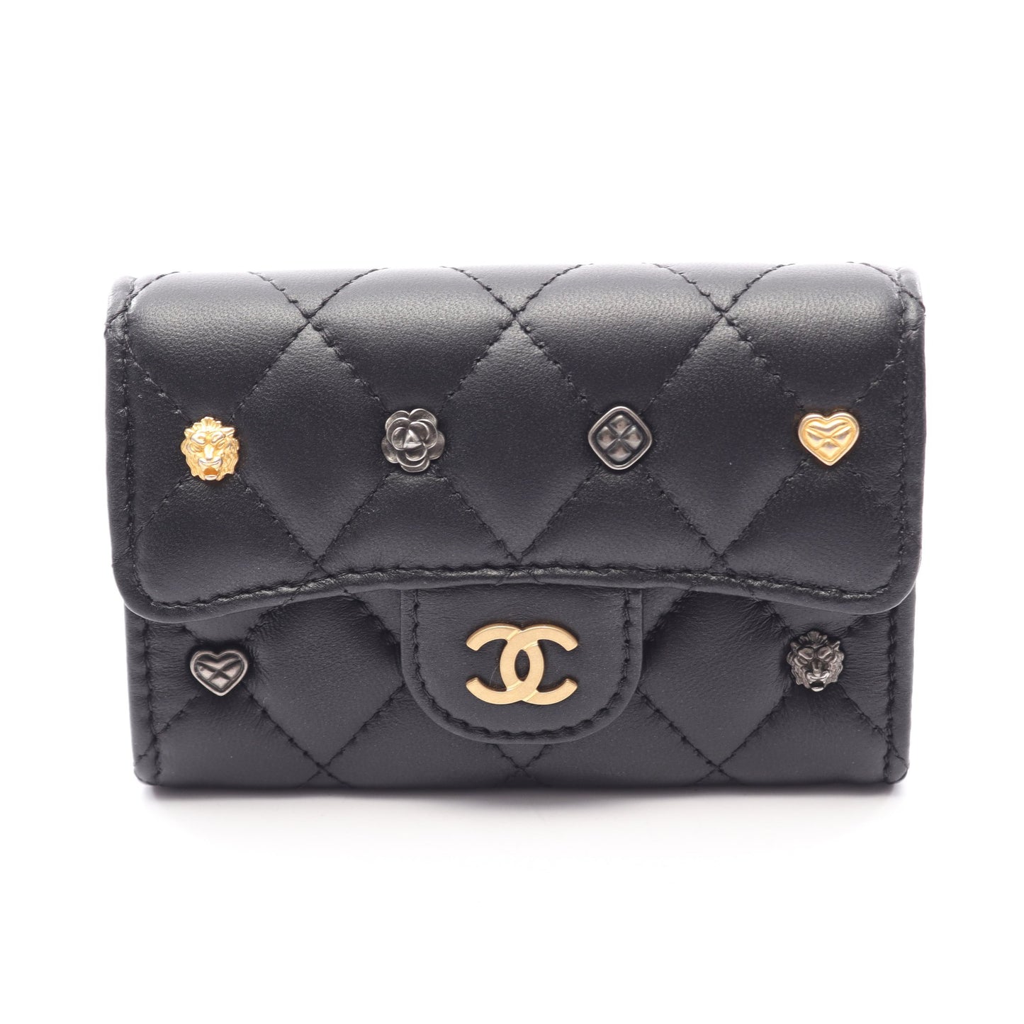 マトラッセ カードケース ラムスキン ブラック ゴールド金具 シャネル 財布・小物 CHANEL