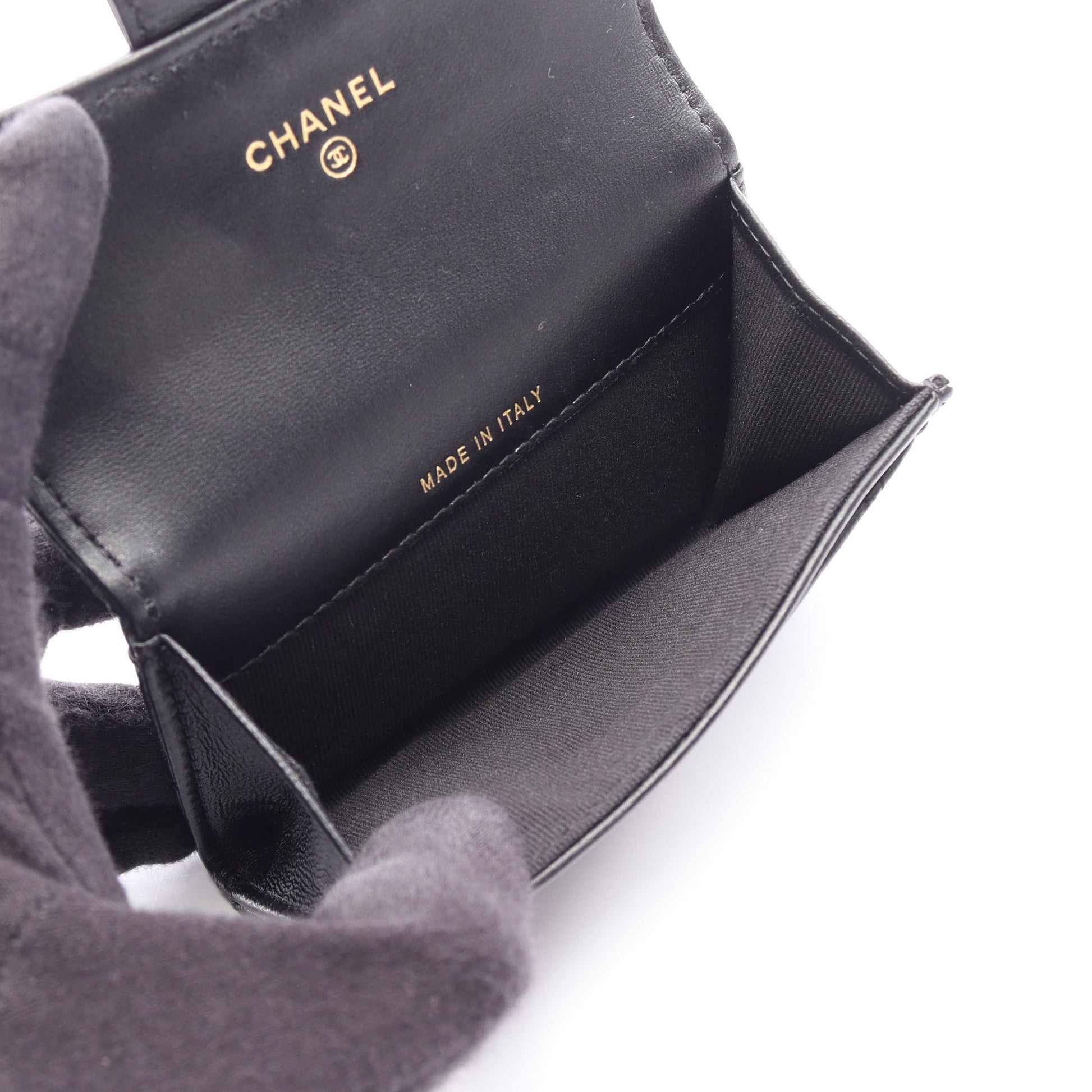 マトラッセ カードケース ラムスキン ブラック ゴールド金具 シャネル 財布・小物 CHANEL