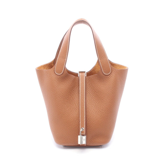 ピコタンロックPM ゴールド ハンドバッグ トリヨンクレマンス ブラウン シルバー金具 B刻印 エルメス バッグ HERMES