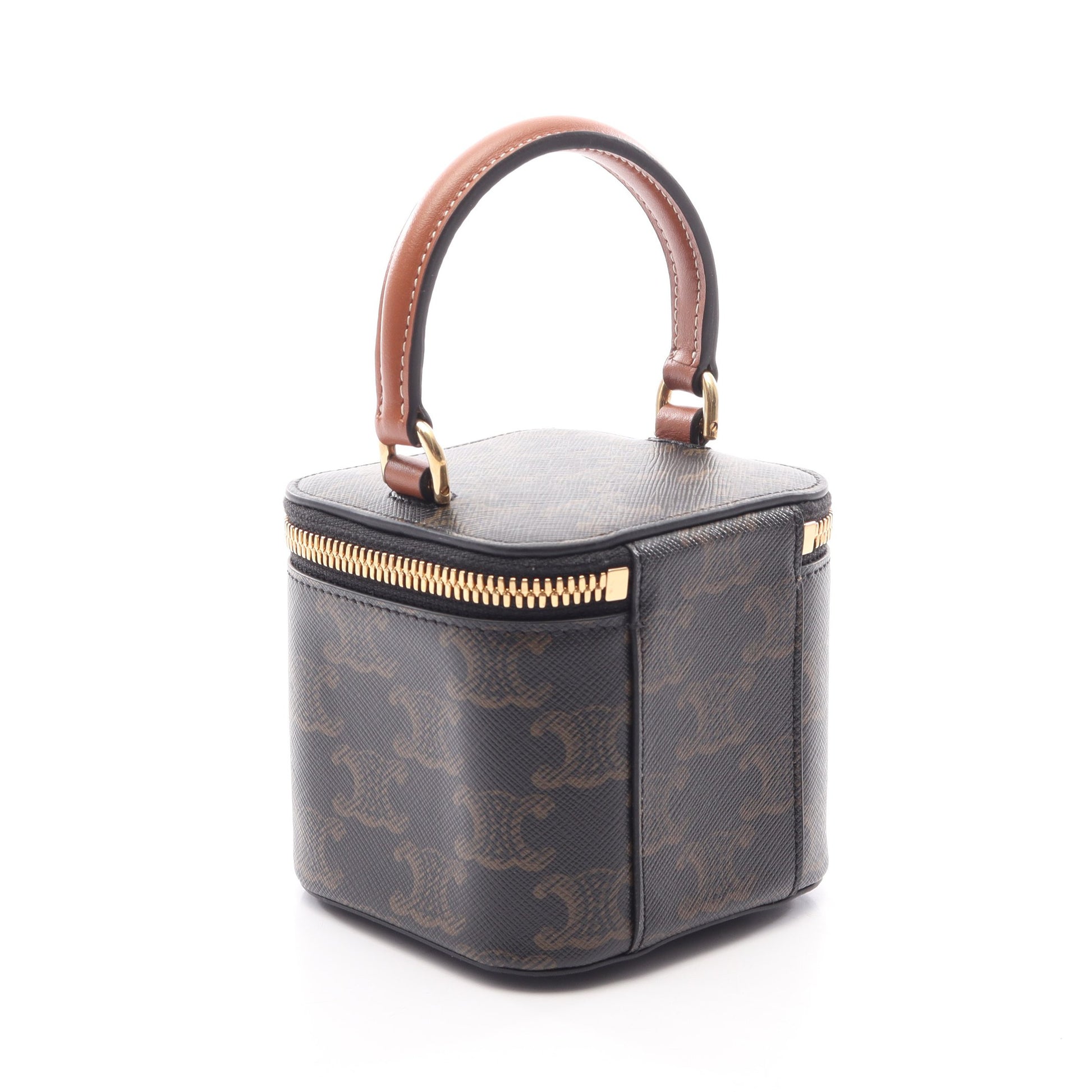 トリオンフ ミニ 2WAY バニティバッグ ハンドバッグ PVC レザー ブラック ブラウン セリーヌ バッグ CELINE