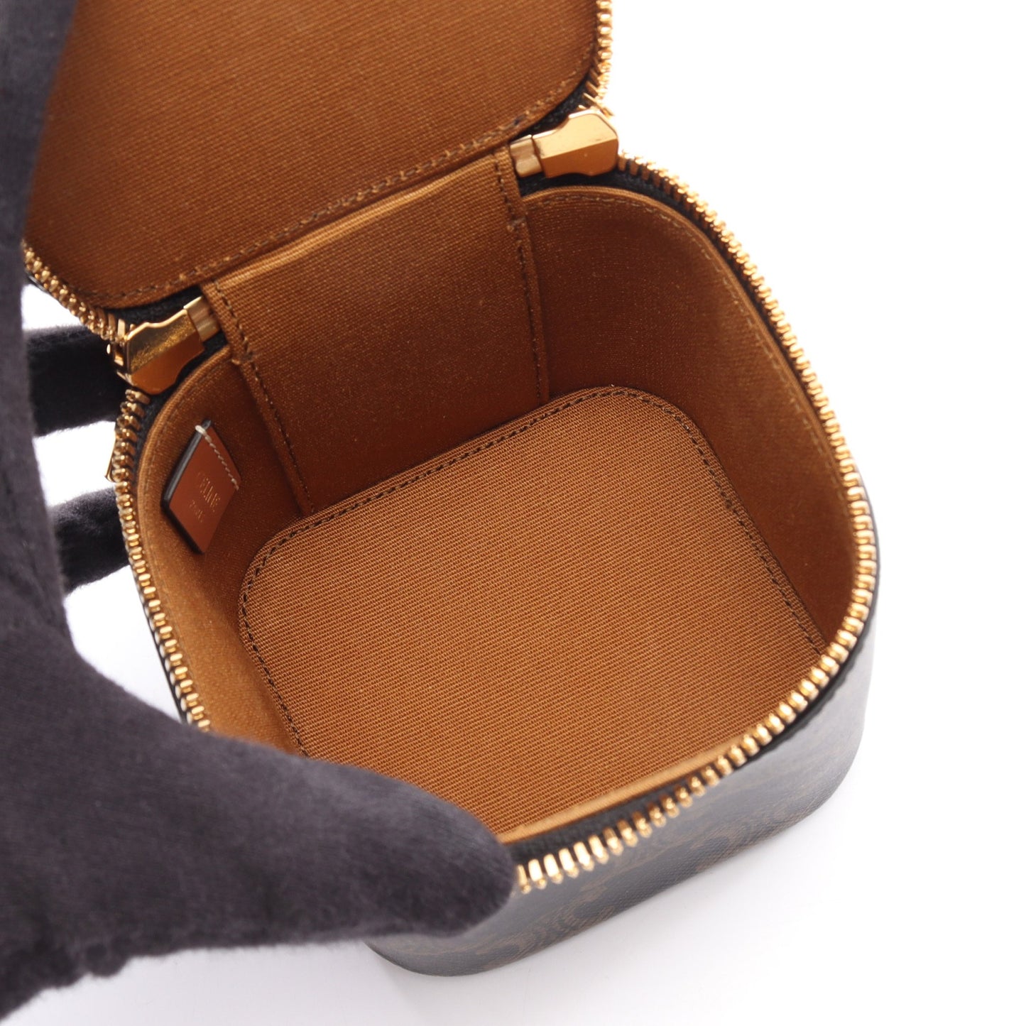 トリオンフ ミニ 2WAY バニティバッグ ハンドバッグ PVC レザー ブラック ブラウン セリーヌ バッグ CELINE
