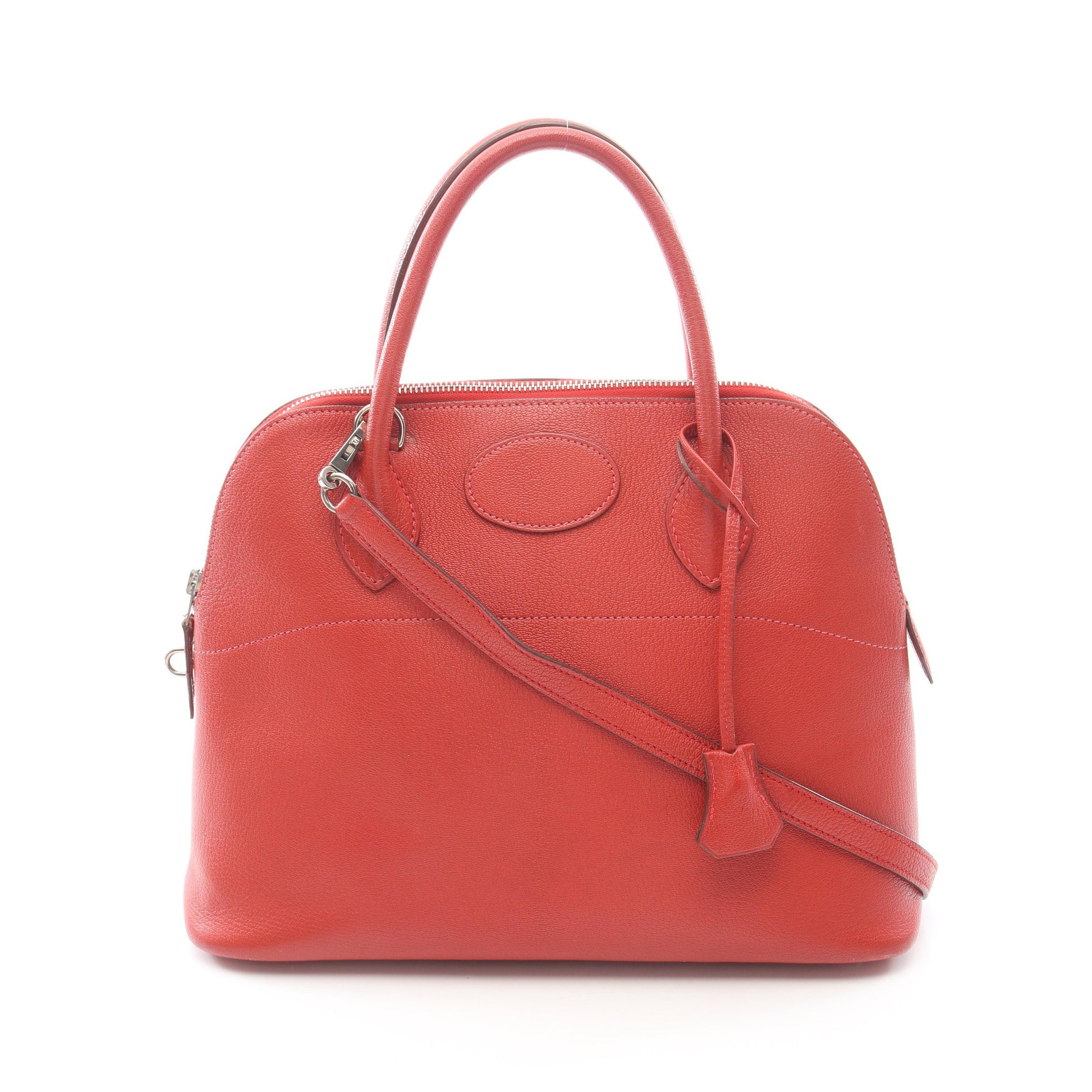 ボリード31 ルージュガランス 2WAY ハンドバッグ シェーブル レッド シルバー金具 □I刻印 エルメス バッグ HERMES