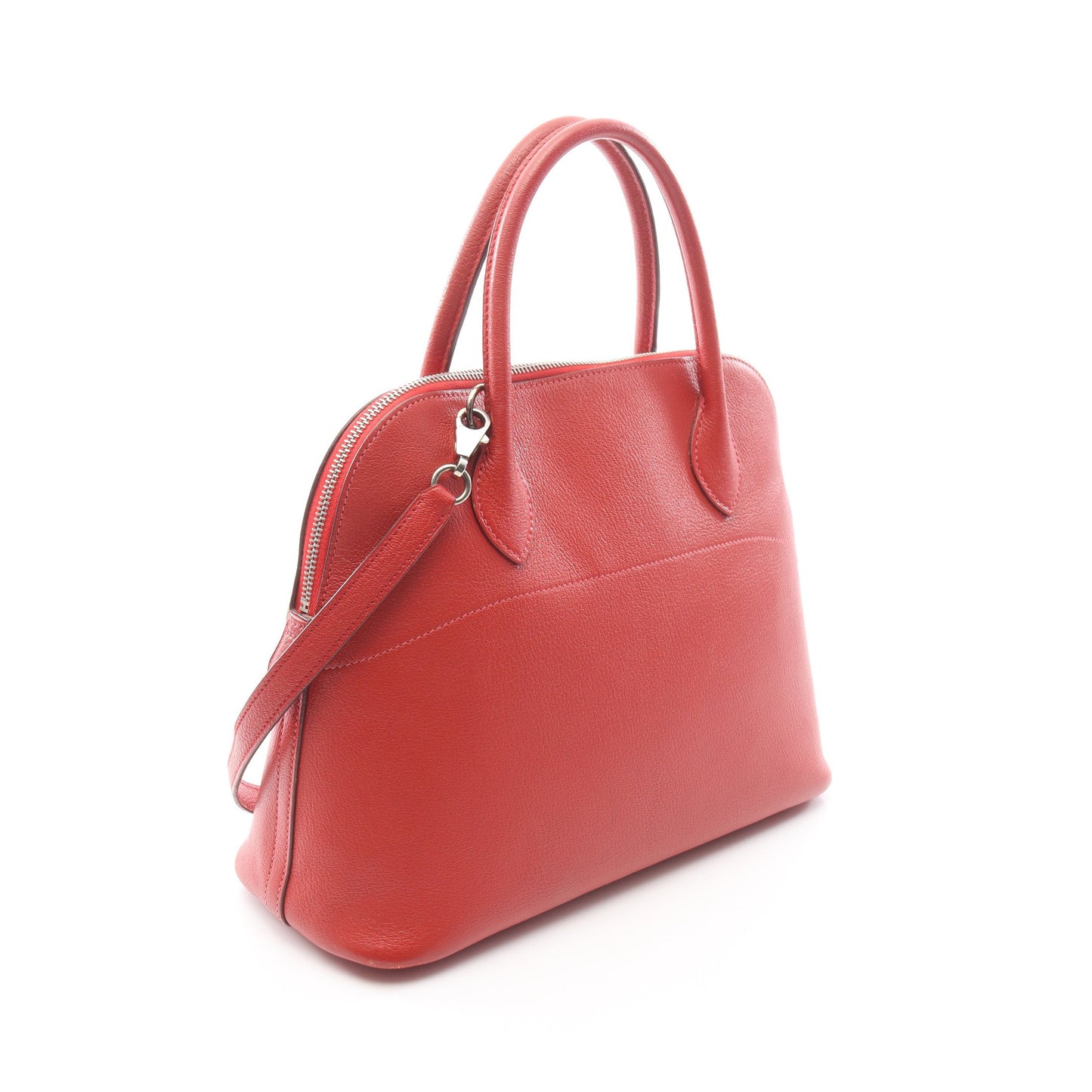 ボリード31 ルージュガランス 2WAY ハンドバッグ シェーブル レッド シルバー金具 □I刻印 エルメス バッグ HERMES