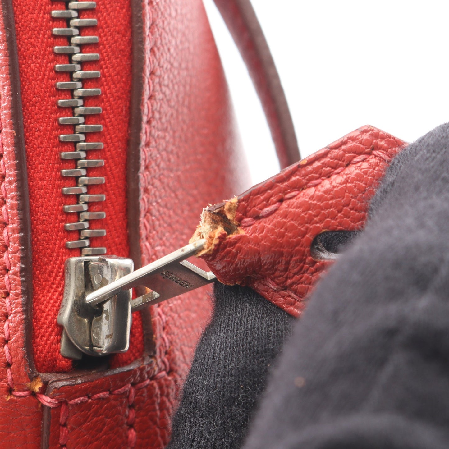 ボリード31 ルージュガランス 2WAY ハンドバッグ シェーブル レッド シルバー金具 □I刻印 エルメス バッグ HERMES