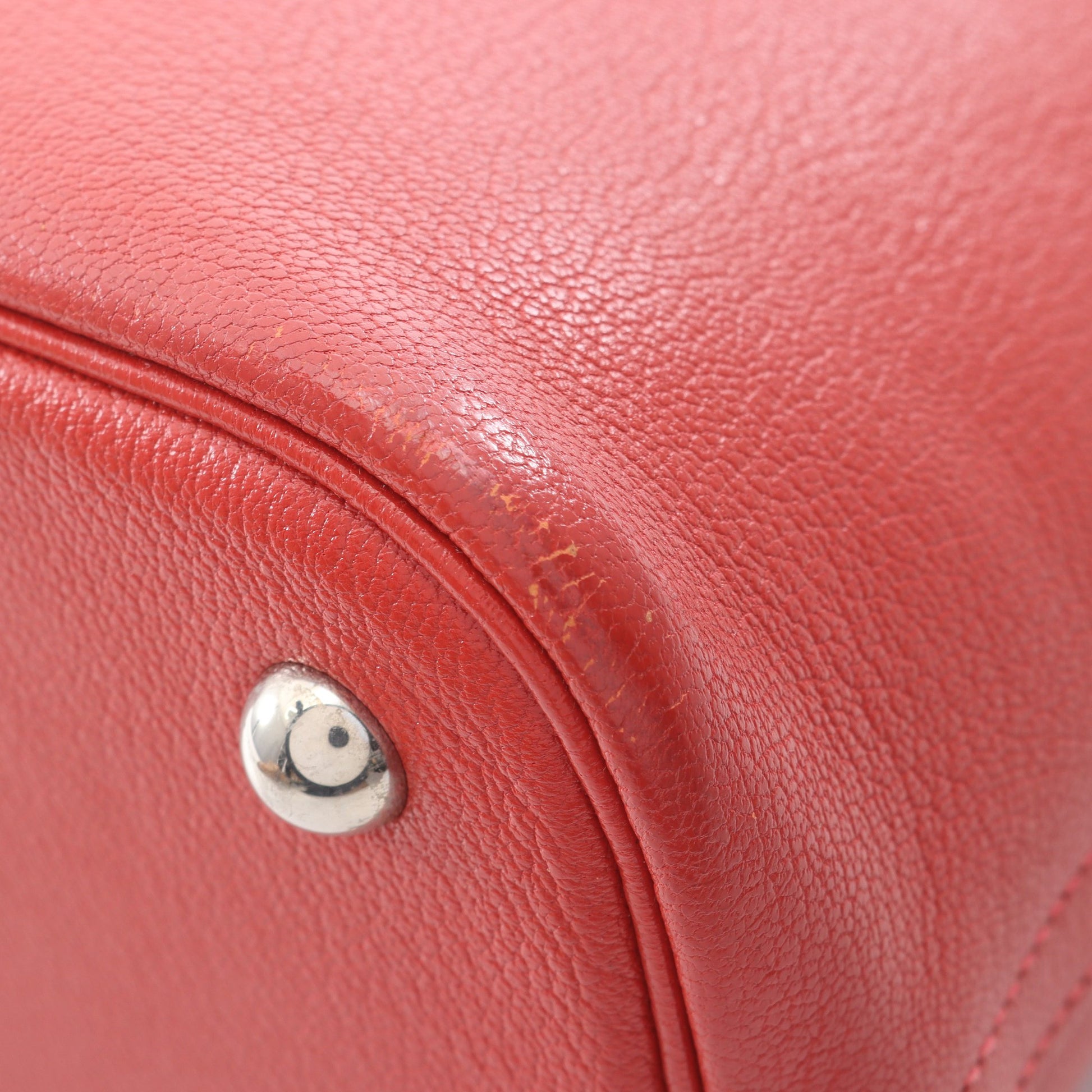 ボリード31 ルージュガランス 2WAY ハンドバッグ シェーブル レッド シルバー金具 □I刻印 エルメス バッグ HERMES