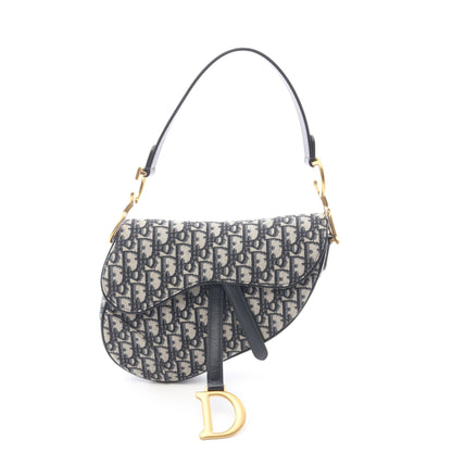 SADDLE サドル オブリーク ハンドバッグ キャンバス レザー ベージュ ネイビー クリスチャンディオール バッグ Christian Dior