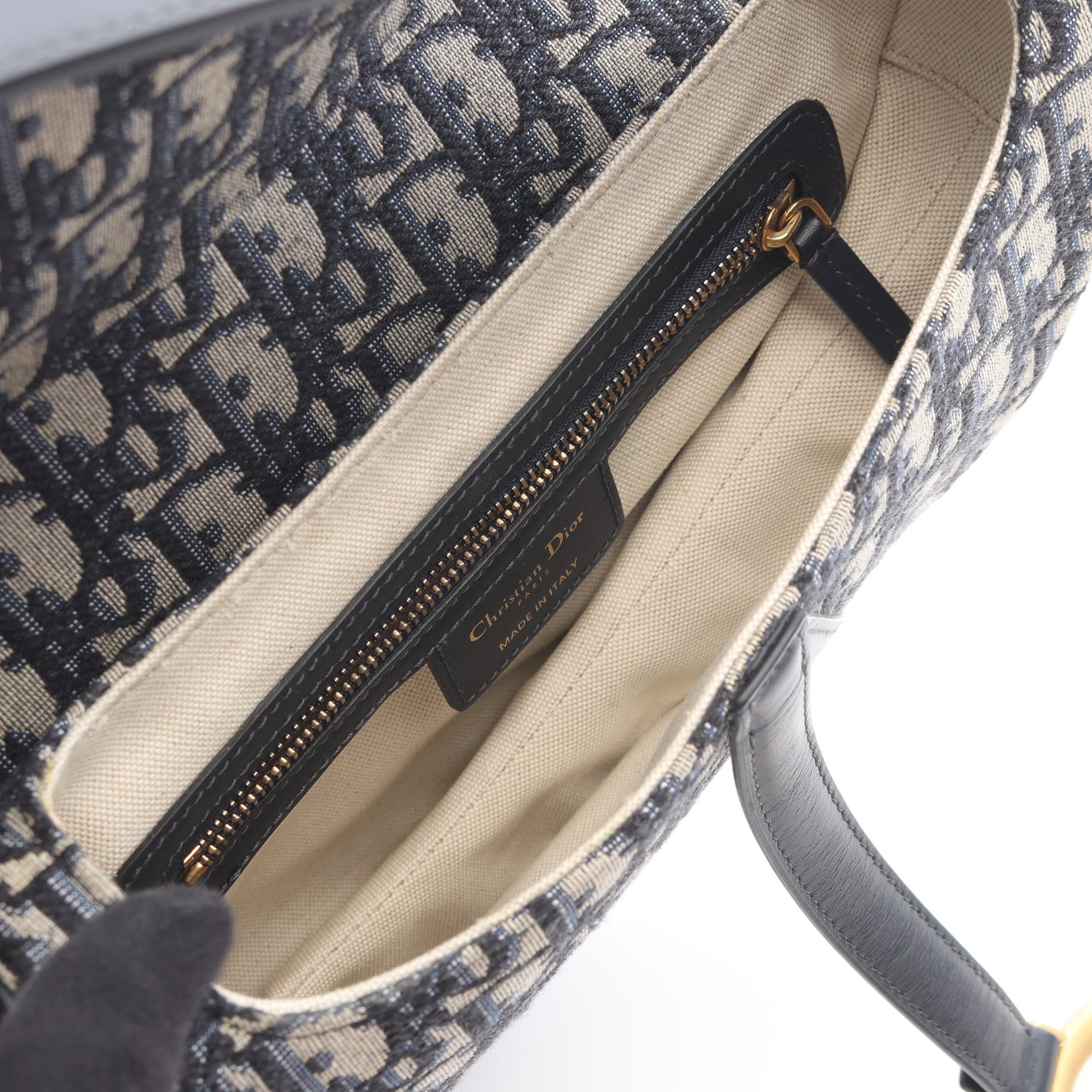 SADDLE サドル オブリーク ハンドバッグ キャンバス レザー ベージュ ネイビー クリスチャンディオール バッグ Christian Dior