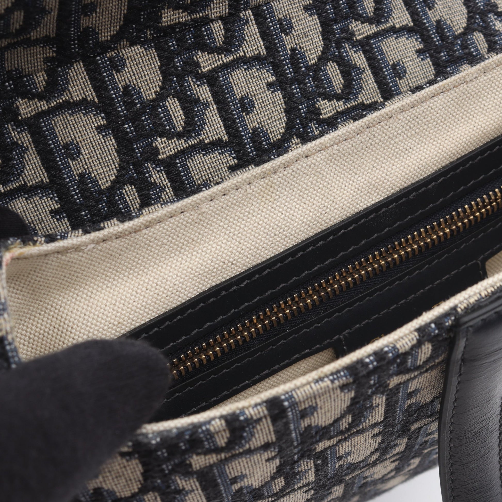 SADDLE サドル オブリーク ハンドバッグ キャンバス レザー ベージュ ネイビー クリスチャンディオール バッグ Christian Dior