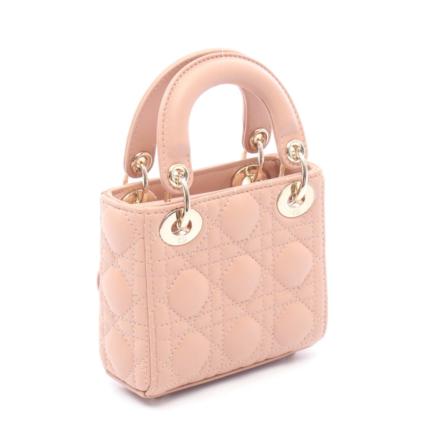 レディディオール マイクロバッグ カナージュ 2WAY ハンドバッグ レザー ピンクベージュ クリスチャンディオール バッグ Christian Dior