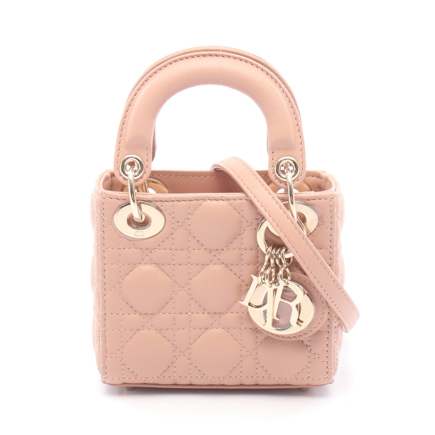 レディディオール マイクロバッグ カナージュ 2WAY ハンドバッグ レザー ピンクベージュ クリスチャンディオール バッグ Christian Dior