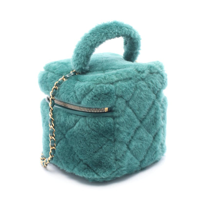 マトラッセ バニティ 2WAY チェーンショルダーバッグ ファー レザー グリーン ゴールド金具 シャネル バッグ CHANEL