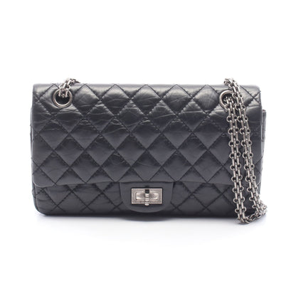 2.55 マトラッセ マドモアゼルチェーン Wチェーンショルダーバッグ レザー ブラック シルバー金具 シャネル バッグ CHANEL