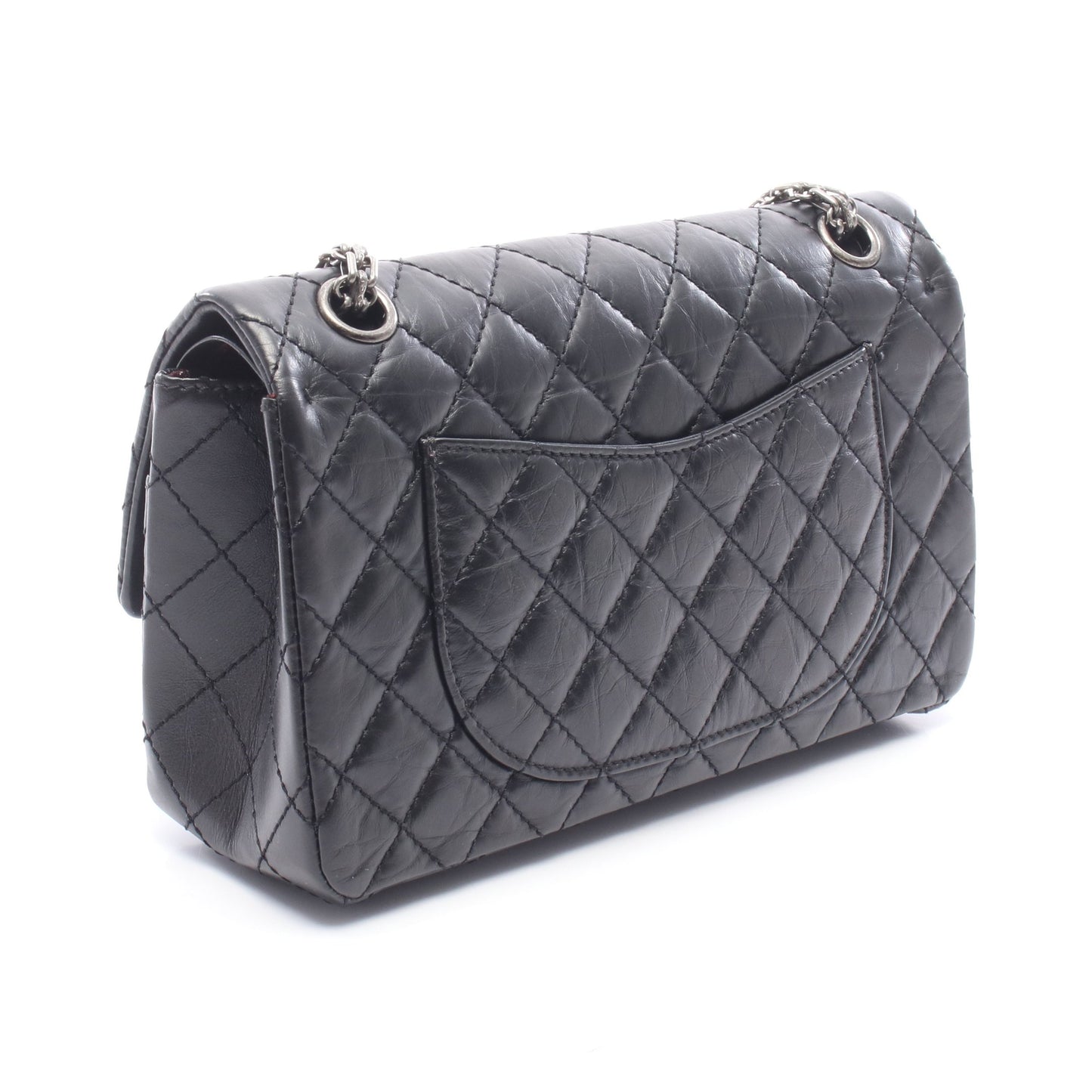 2.55 マトラッセ マドモアゼルチェーン Wチェーンショルダーバッグ レザー ブラック シルバー金具 シャネル バッグ CHANEL
