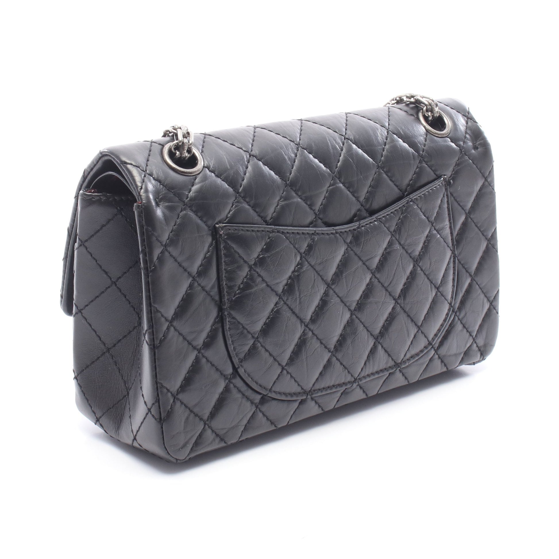 2.55 マトラッセ マドモアゼルチェーン Wチェーンショルダーバッグ レザー ブラック シルバー金具 シャネル バッグ CHANEL