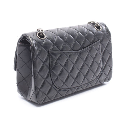 2.55 マトラッセ マドモアゼルチェーン Wチェーンショルダーバッグ レザー ブラック シルバー金具 シャネル バッグ CHANEL