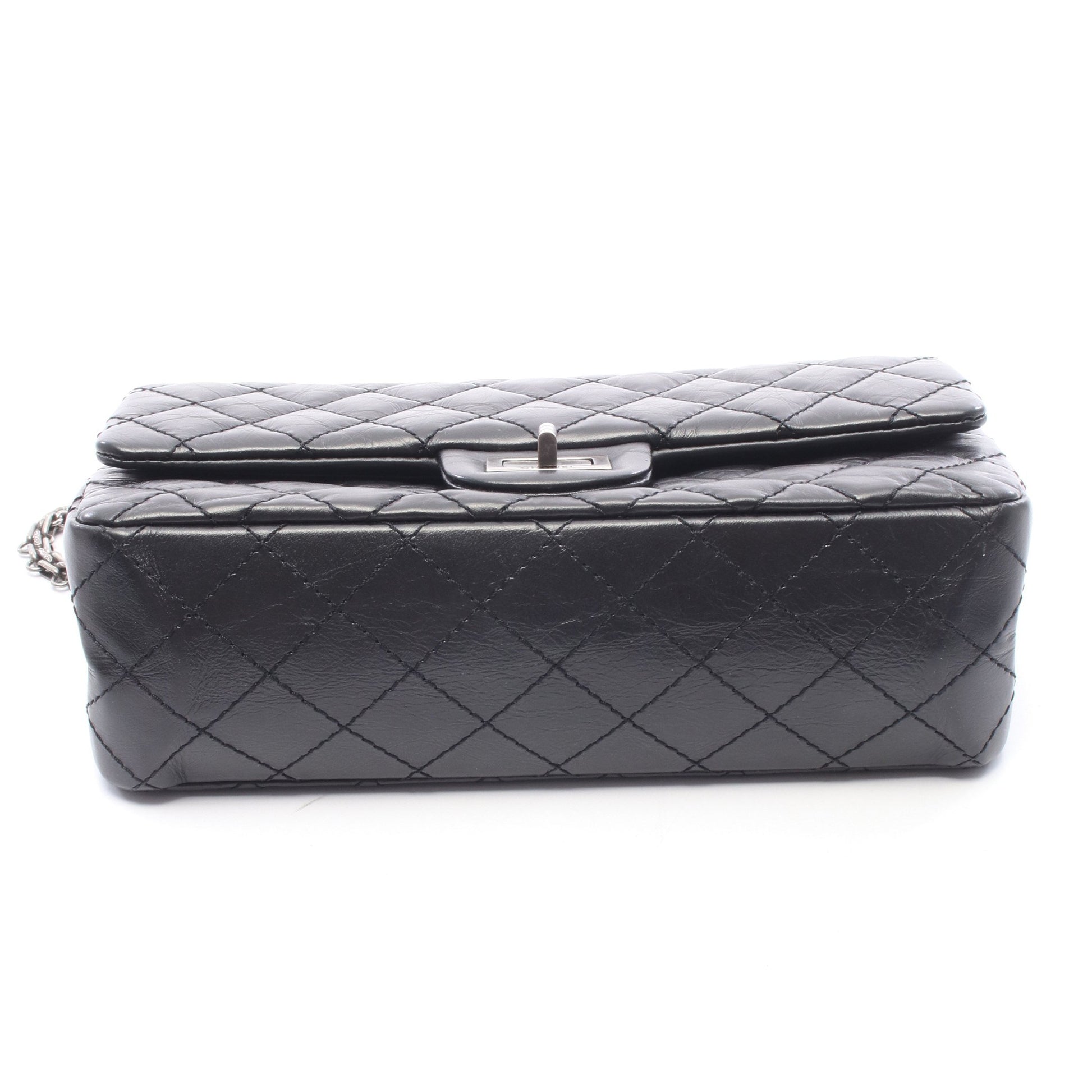 2.55 マトラッセ マドモアゼルチェーン Wチェーンショルダーバッグ レザー ブラック シルバー金具 シャネル バッグ CHANEL