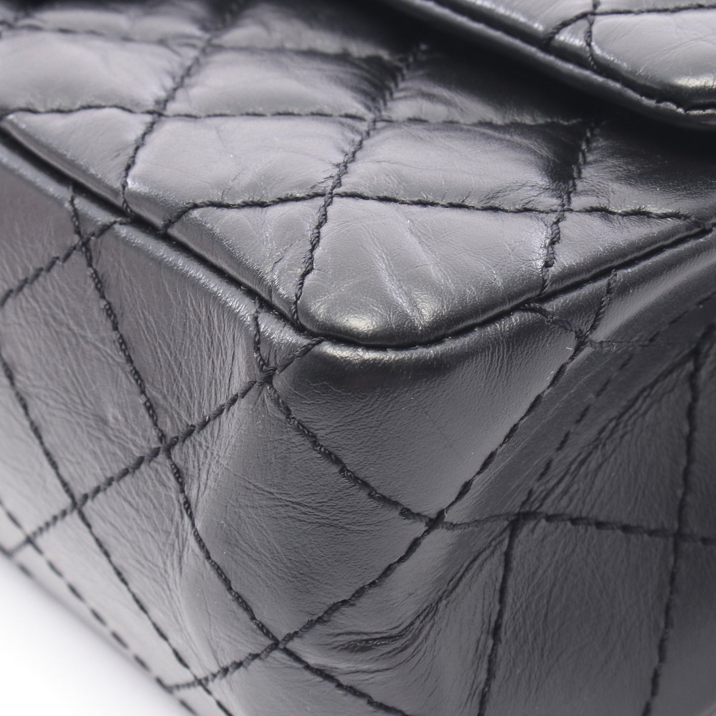 2.55 マトラッセ マドモアゼルチェーン Wチェーンショルダーバッグ レザー ブラック シルバー金具 シャネル バッグ CHANEL
