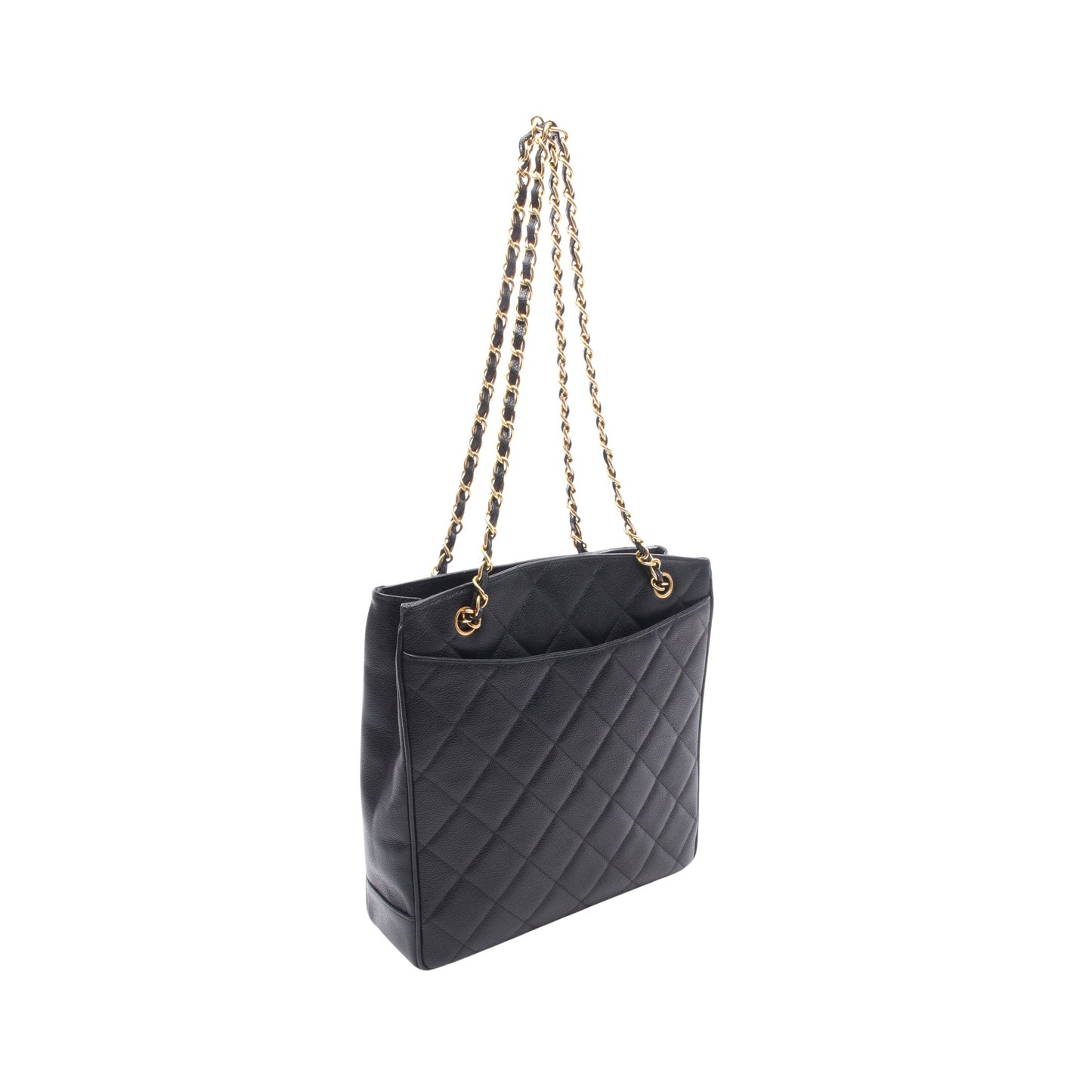マトラッセ チェーンショルダーバッグ チェーントートバッグ キャビアスキン ブラック ゴールド金具 シャネル バッグ CHANEL