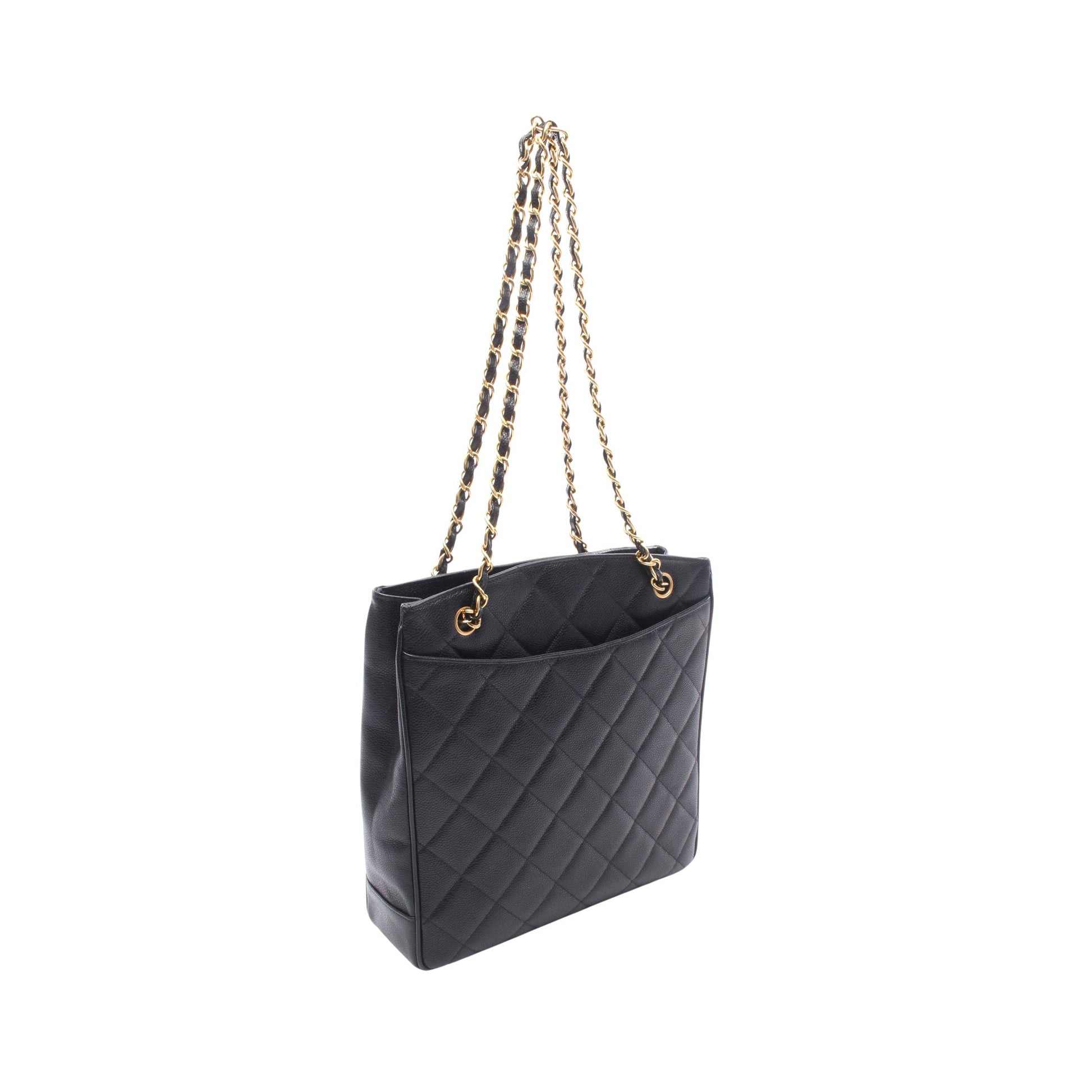 マトラッセ チェーンショルダーバッグ チェーントートバッグ キャビアスキン ブラック ゴールド金具 シャネル バッグ CHANEL