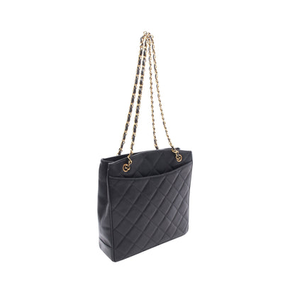 マトラッセ チェーンショルダーバッグ チェーントートバッグ キャビアスキン ブラック ゴールド金具 シャネル バッグ CHANEL