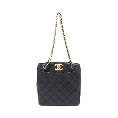 マトラッセ チェーンショルダーバッグ チェーントートバッグ キャビアスキン ブラック ゴールド金具 シャネル バッグ CHANEL