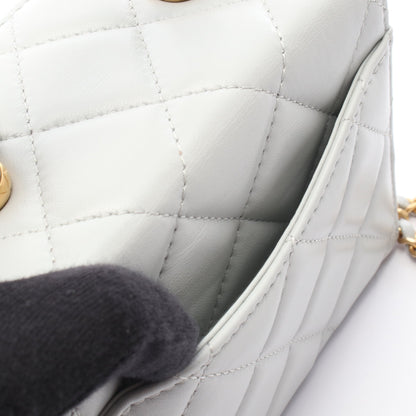 マトラッセ バニティ 2WAY チェーンショルダーバッグ レザー ブルーグレー ゴールド金具 シャネル バッグ CHANEL