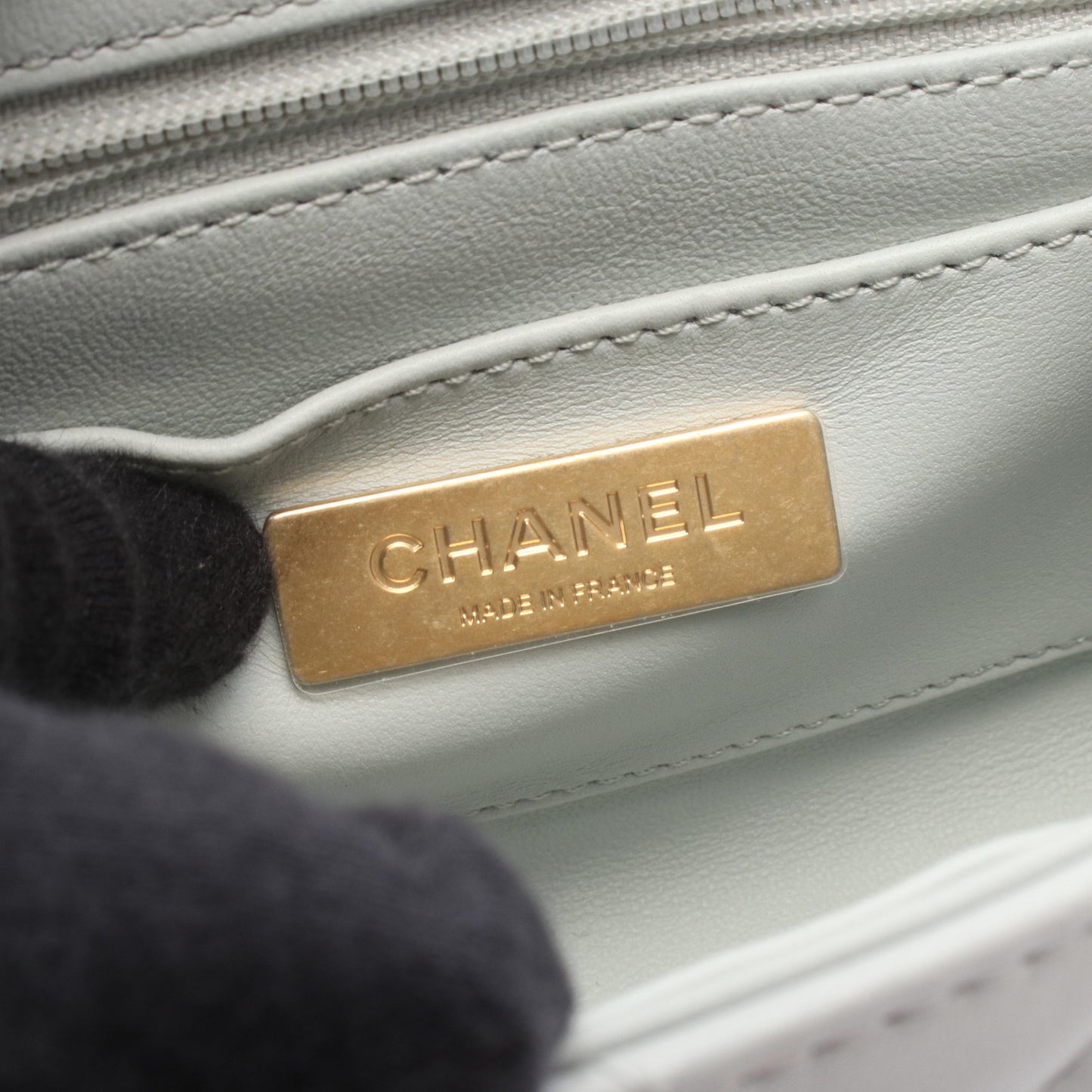 マトラッセ バニティ 2WAY チェーンショルダーバッグ レザー ブルーグレー ゴールド金具 シャネル バッグ CHANEL