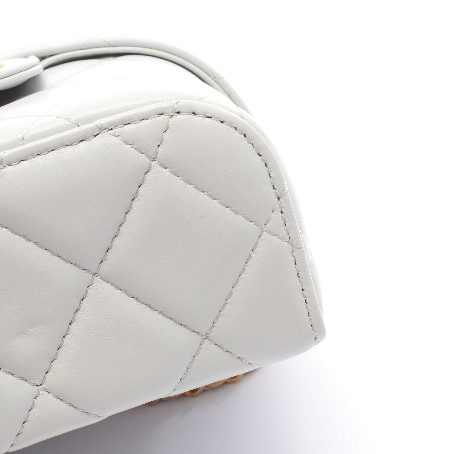マトラッセ バニティ 2WAY チェーンショルダーバッグ レザー ブルーグレー ゴールド金具 シャネル バッグ CHANEL