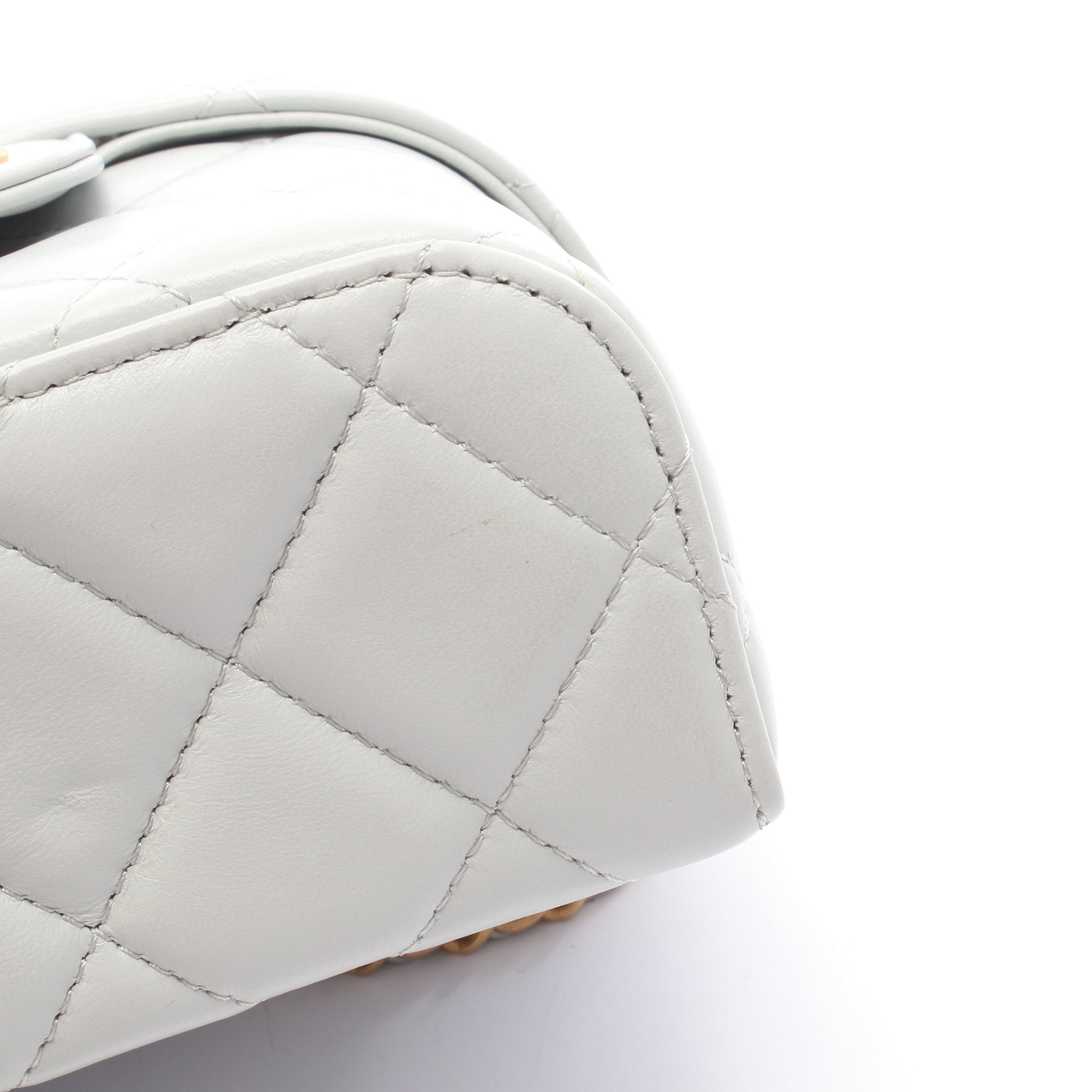 マトラッセ バニティ 2WAY チェーンショルダーバッグ レザー ブルーグレー ゴールド金具 シャネル バッグ CHANEL