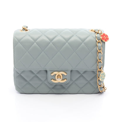 ミニマトラッセ チェーンショルダーバッグ レザー ブルーグレー ゴールド金具 シャネル バッグ CHANEL
