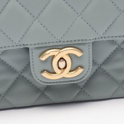 ミニマトラッセ チェーンショルダーバッグ レザー ブルーグレー ゴールド金具 シャネル バッグ CHANEL