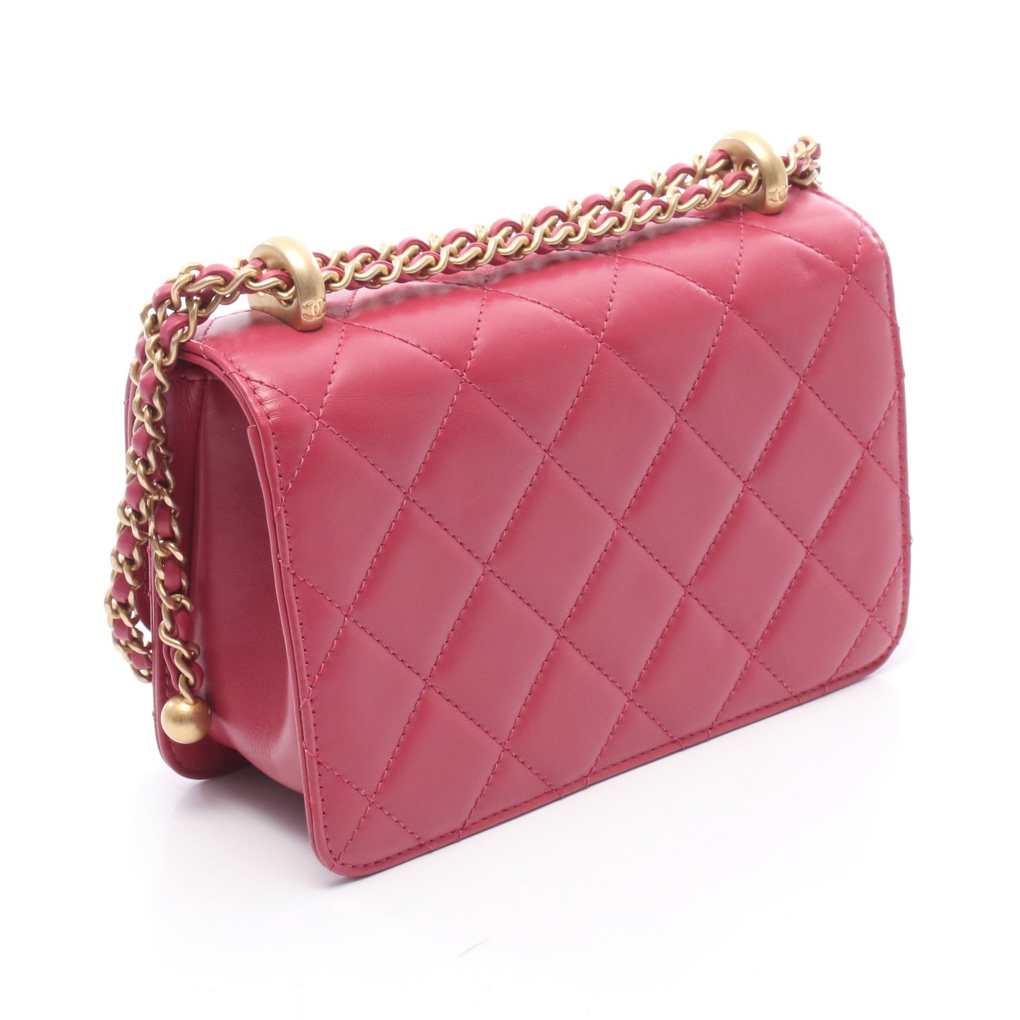 マトラッセ スモールフラップ チェーンショルダーバッグ レザー ピンク ゴールド金具 シャネル バッグ CHANEL