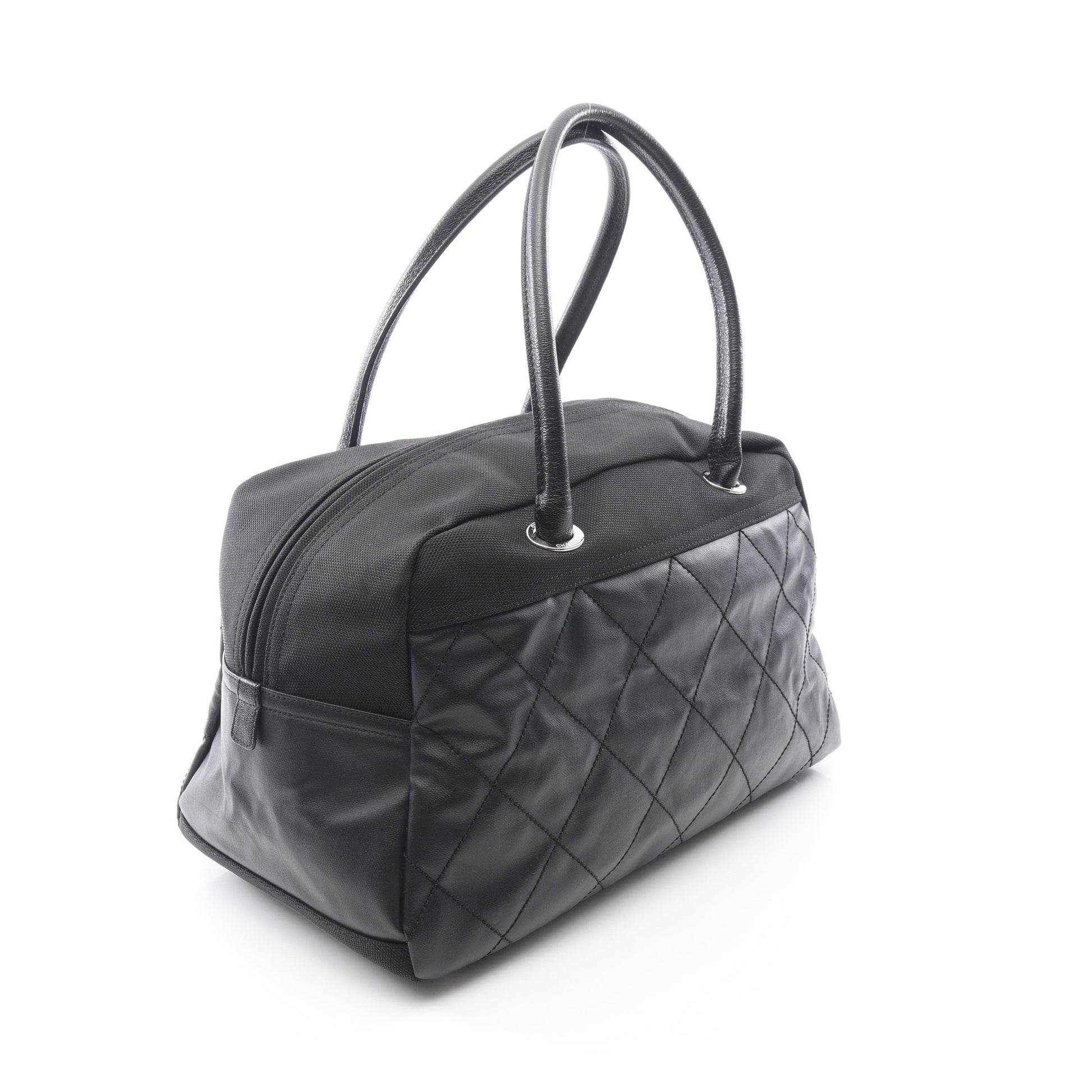 パリビアリッツ ボストンバッグ コーティングキャンバス ブラック シルバー金具 シャネル バッグ CHANEL