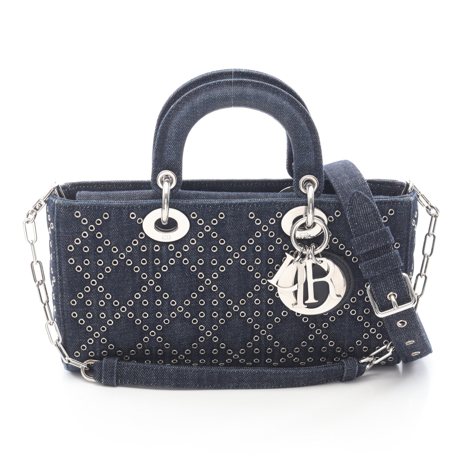 Lady D-Joy ミディアム 3WAY ハンドバッグ デニム インディゴブルー クリスチャンディオール バッグ Christian Dior