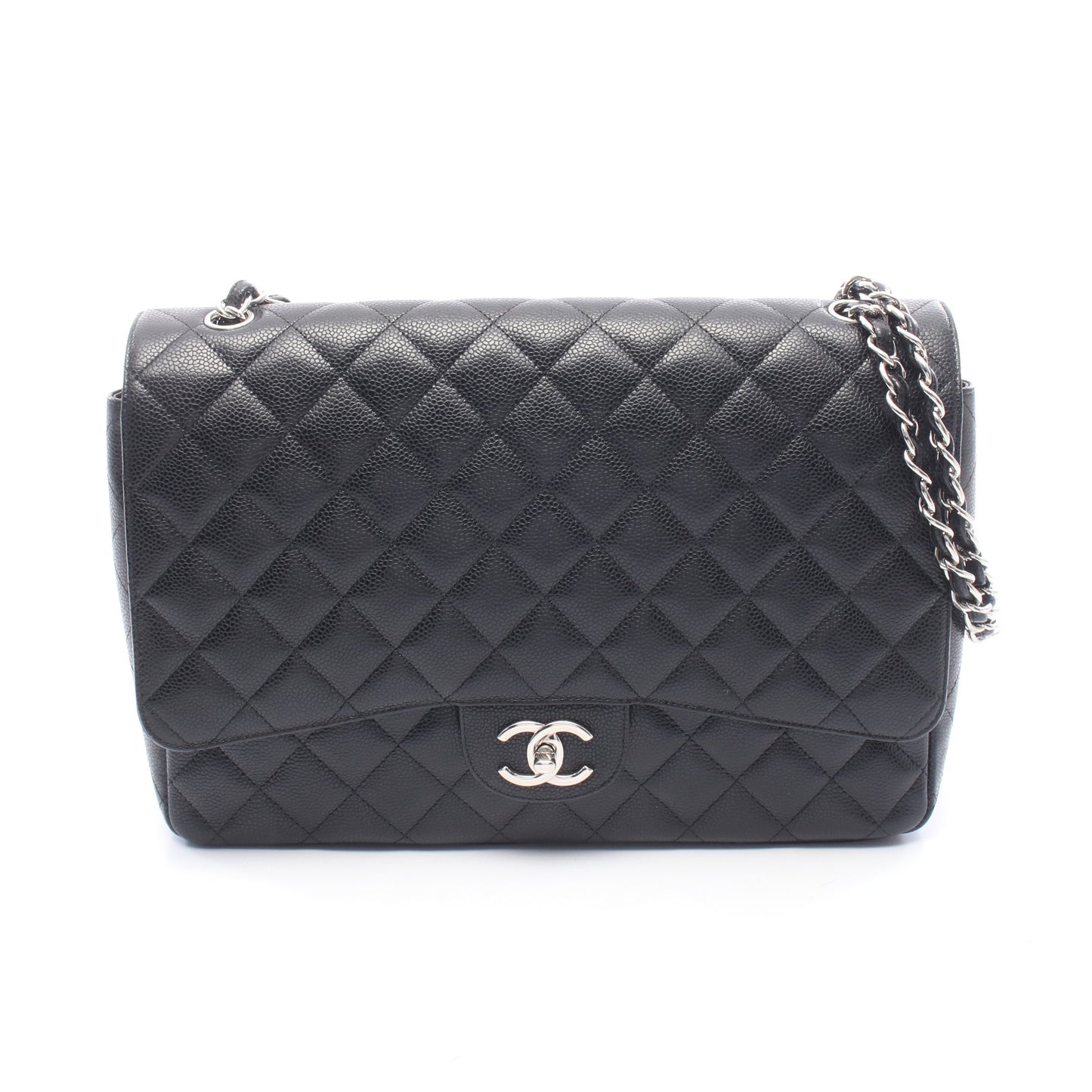 デカマトラッセ34 Wチェーンショルダーバッグ キャビアスキン ブラック シルバー金具 シャネル バッグ CHANEL