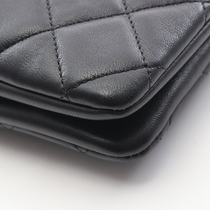 マトラッセ Wチェーンショルダーバッグ ラムスキン ブラック ゴールド金具 シャネル バッグ CHANEL