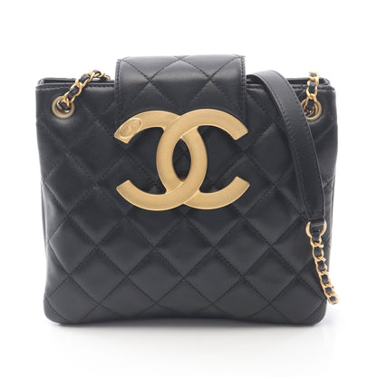 マトラッセ Wチェーンショルダーバッグ ラムスキン ブラック ゴールド金具 シャネル バッグ CHANEL