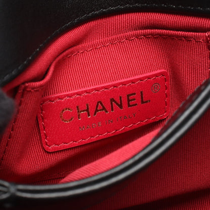 マトラッセ スモールフラップ チェーンショルダーバッグ ラムスキン ブラック ゴールド金具 シャネル バッグ CHANEL