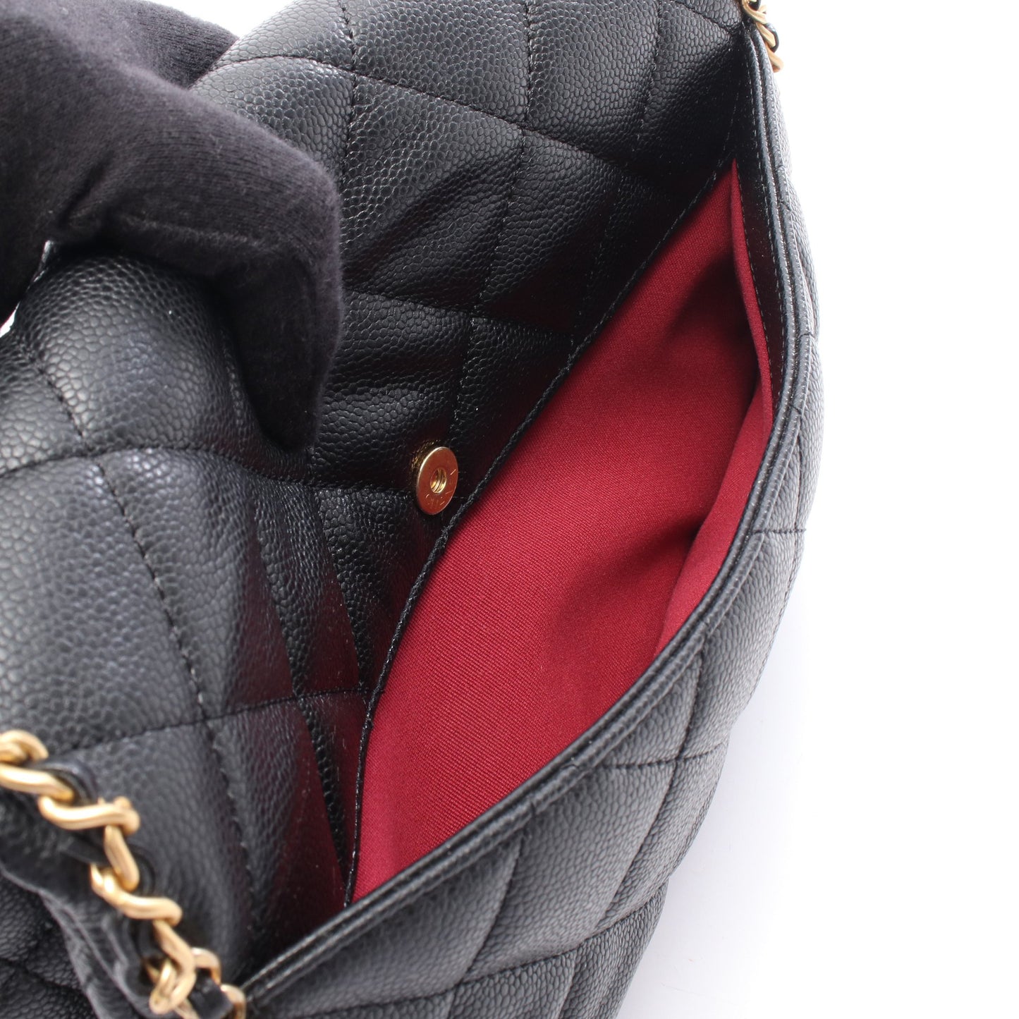 マトラッセ チェーンショルダーバッグ キャビアスキン ブラック ゴールド金具 シャネル バッグ CHANEL