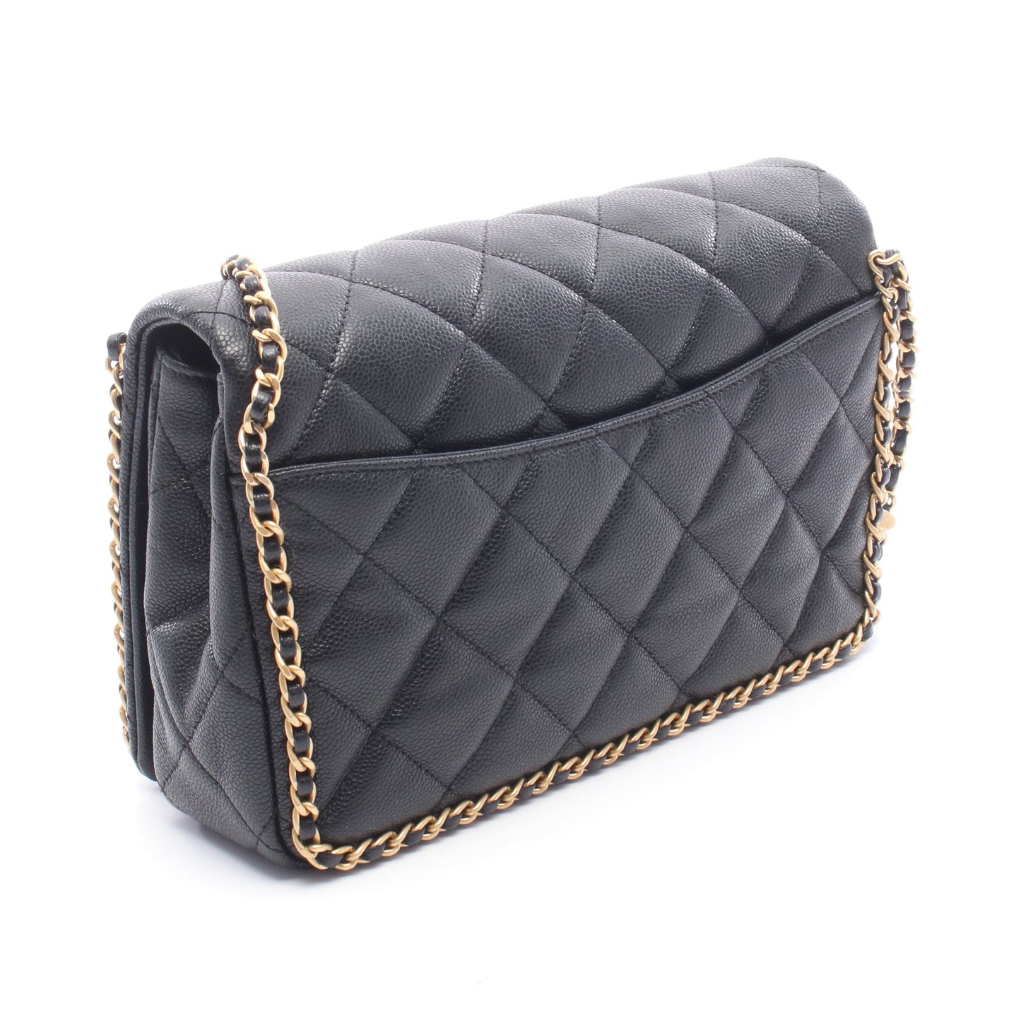 マトラッセ チェーンショルダーバッグ キャビアスキン ブラック ゴールド金具 シャネル バッグ CHANEL