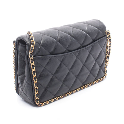 マトラッセ チェーンショルダーバッグ キャビアスキン ブラック ゴールド金具 シャネル バッグ CHANEL