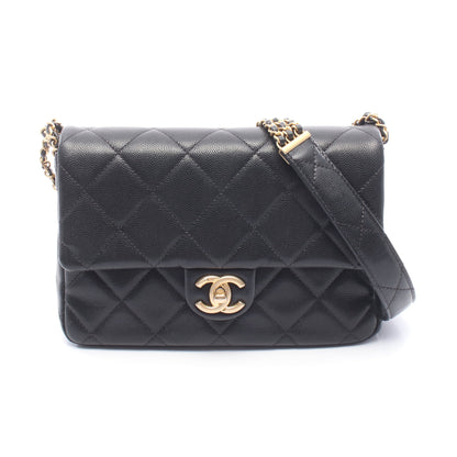 マトラッセ チェーンショルダーバッグ キャビアスキン ブラック ゴールド金具 シャネル バッグ CHANEL